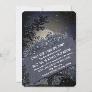 Enchanted Night Blue Tree Lights Wedding Invite
