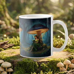Enchanted Night Fairy Reading a Book Coffee Mug