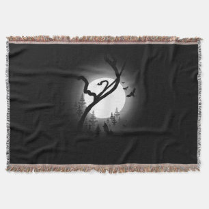 Enchanted Night Forest Throw Blanket