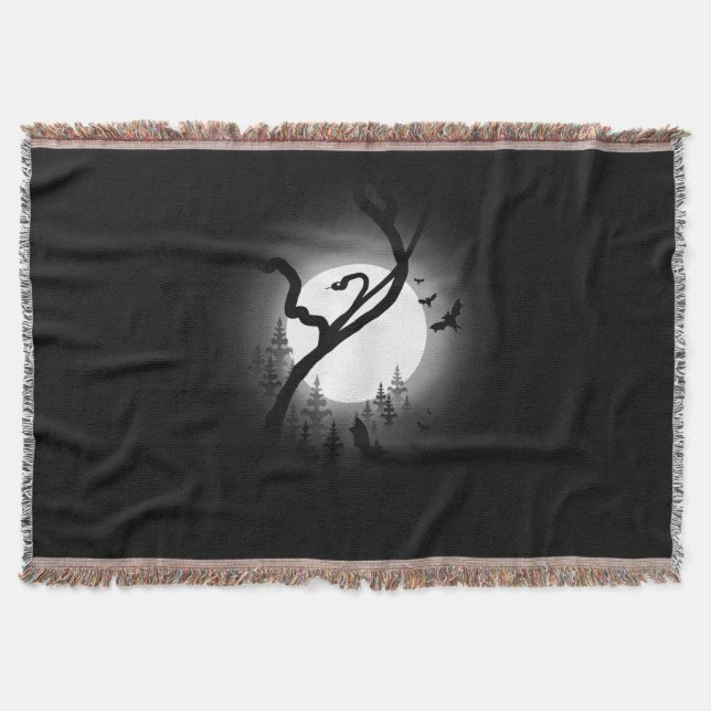 Enchanted Night Forest Throw Blanket (Front)