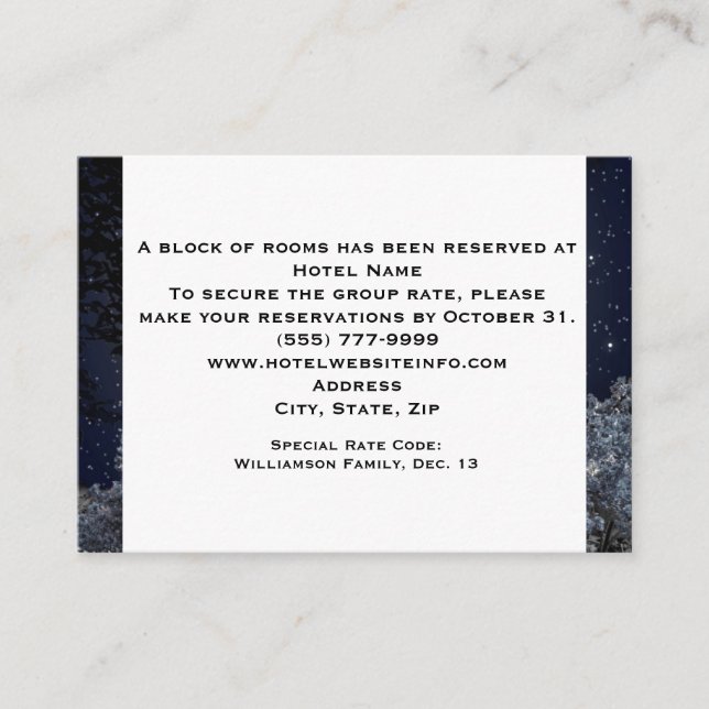 Enchanted Night Hotel Accommodation Insert Cards (Front)