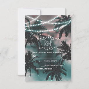 Enchanted Night Sky Evening Beach Lights RSVP Card
