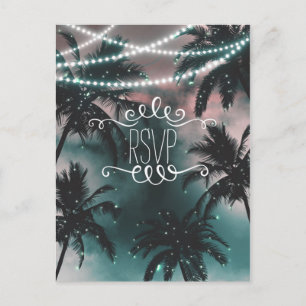 Enchanted Night Sky Evening Beach Lights RSVP Invitation Postcard