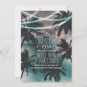 Enchanted Night Sky Evening Beach Lights Wedding Invitation