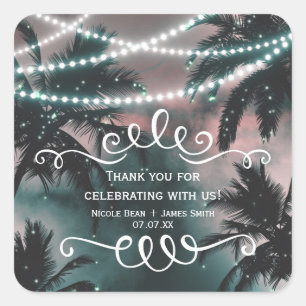 Enchanted Night Sky Evening Beach Lights Wedding Square Sticker