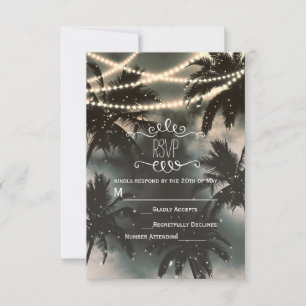 Enchanted Night Sky Palm Trees & Lights RSVP Card