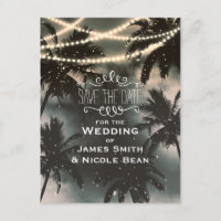 Enchanted Night Sky Palm Trees & Lights Save Date
