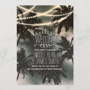 Enchanted Night Sky Palm Trees & String Lights Invitation