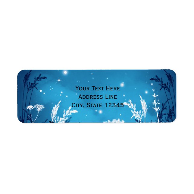 Enchanted Night Sky Stars & Foliage Blue Wedding (Front)