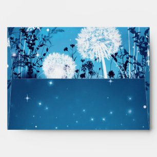 Enchanted Night Sky Stars & Foliage Blue Wedding Envelope
