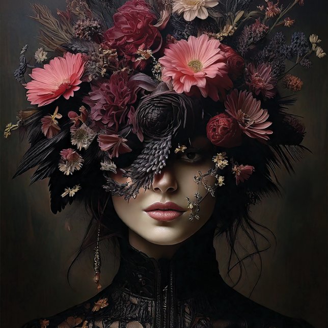 Enchanted Noir – Gothic Flower Goddess Decoupage Tissue Paper (Creator Uploaded)