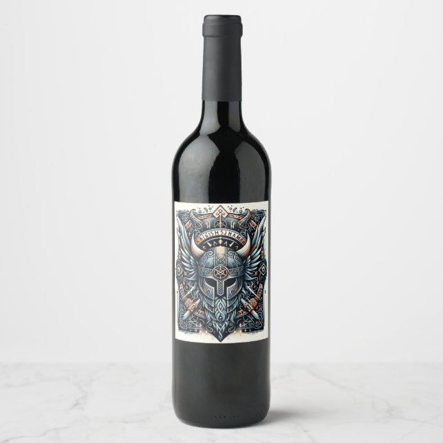 Enchanted Norse Legends: Viking Imagery Wine Label (Front)