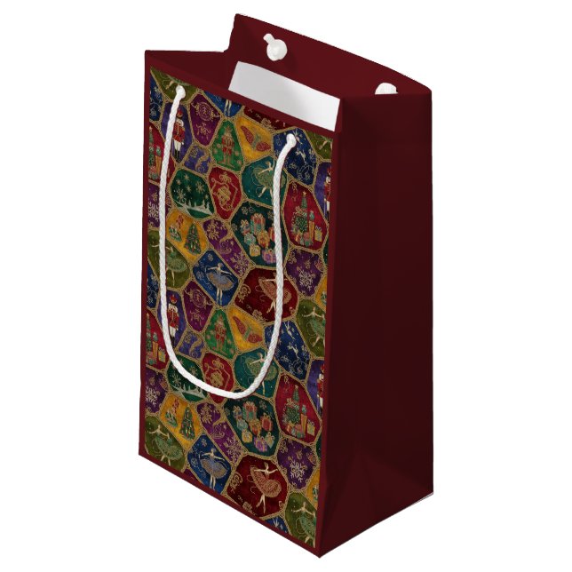 Enchanted Nutcracker Ballet Christmas Small Gift Bag (Front Angled)