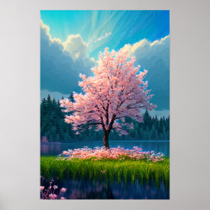 Enchanted Oasis, Quiet Sakura Tree Poster
