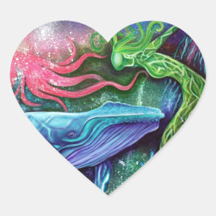 Enchanted Ocean Art Heart Sticker