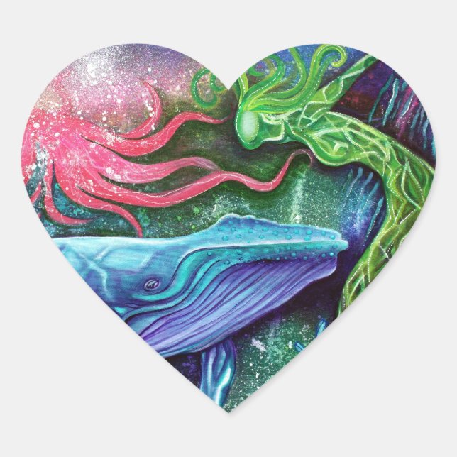 Enchanted Ocean Art Heart Sticker (Front)