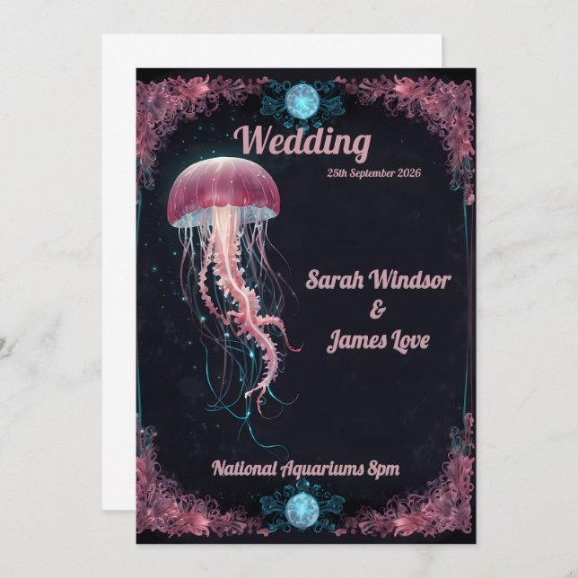 Enchanted Ocean Elegance: A Mystical Wedding  Invitation (Front/Back)