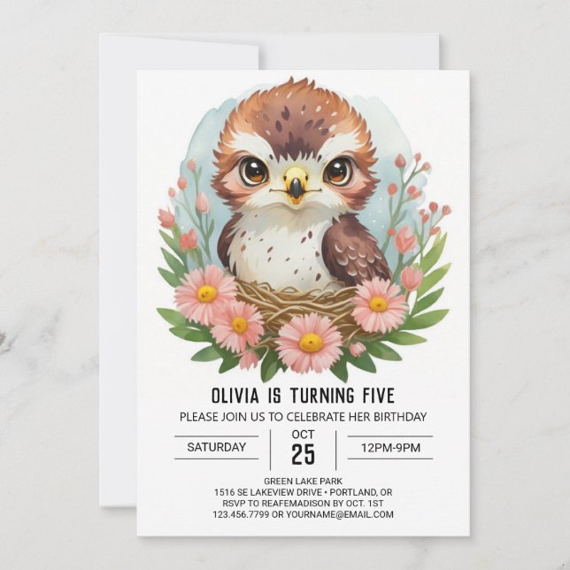  Enchanted Online Bird Birthday Invitation (Front)