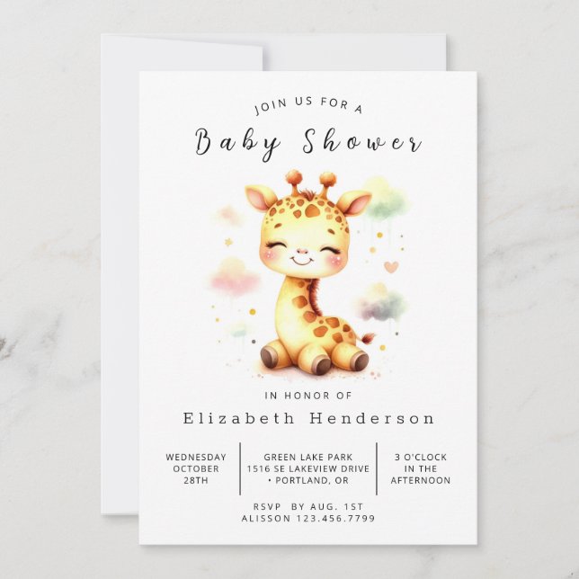 Enchanted Online Giraffe Baby Shower Invitation (Front)