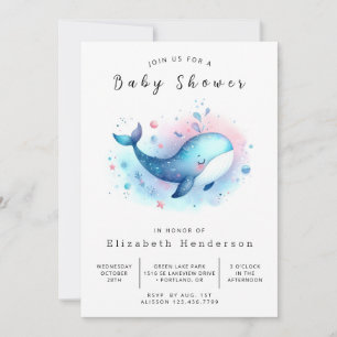 Enchanted Online Whale Baby Shower Invitation