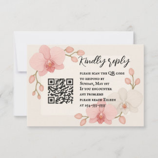 Enchanted Orchid QR Code RSVP Card