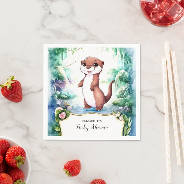 Enchanted Otter Baby Shower Napkin (Insitu)
