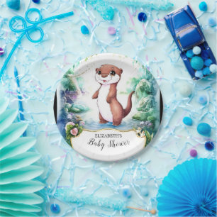 Enchanted Otter Baby Shower Paper Plate