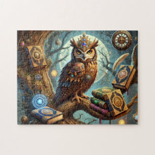 Enchanted Owl Mystical Library Tree Jigsaw Puzzle