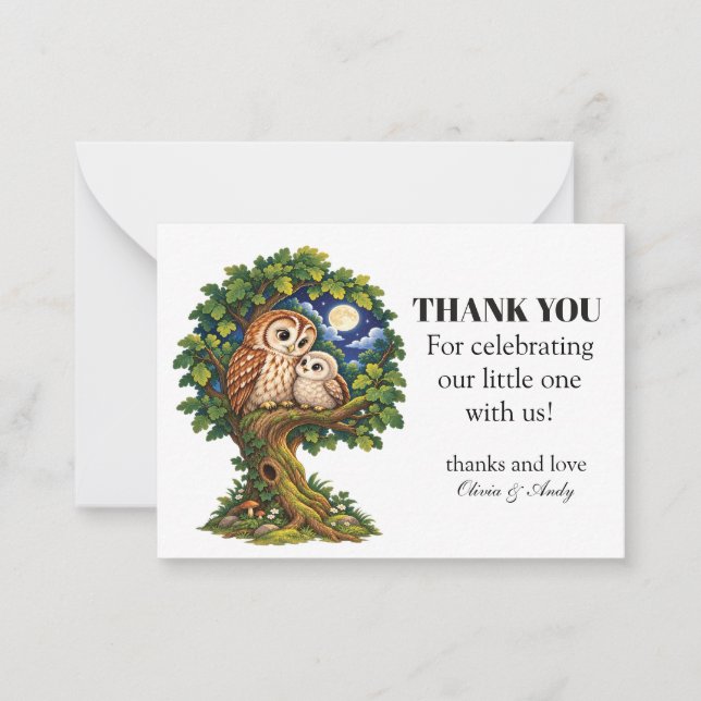 Enchanted Owl Under the Moonlight Thank You Card (Front)