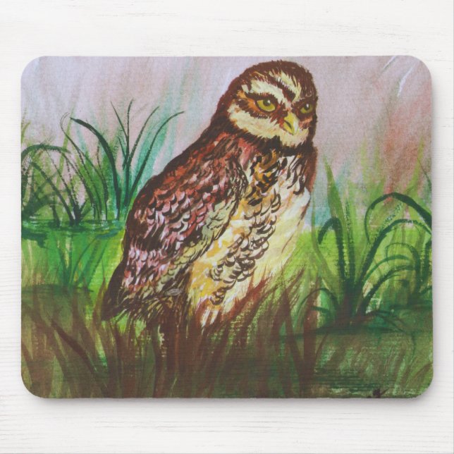 Enchanted Owl Watercolor Art Mouse Mat (Front)
