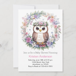 Enchanted Owl Woods: Girl Baby Shower Invitation