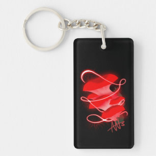Enchanted Oyster Glowing Red Mushroom Acrylic Key Ring