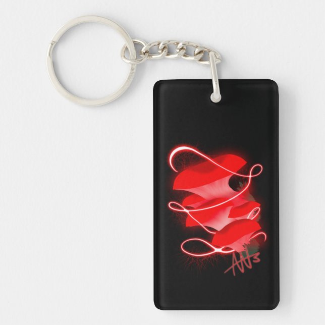 Enchanted Oyster Glowing Red Mushroom Acrylic Key Ring (Front)