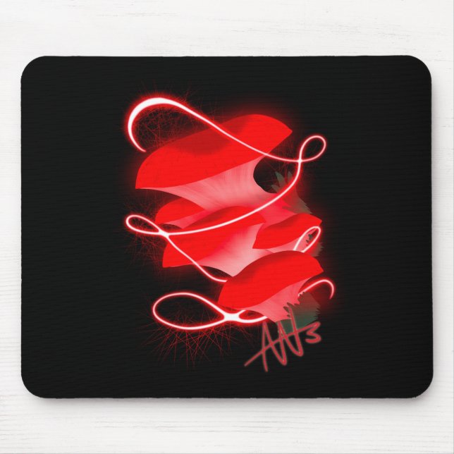 Enchanted Oyster Glowing Red Mushroom Mouse Mat (Front)