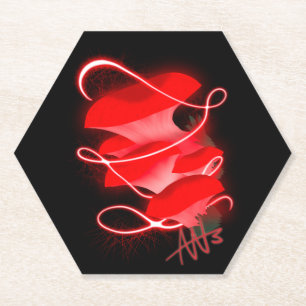 Enchanted Oyster Glowing Red Mushroom Paper Coaster