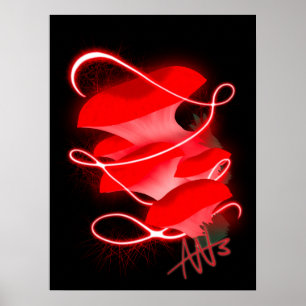 Enchanted Oyster Glowing Red Mushroom Poster