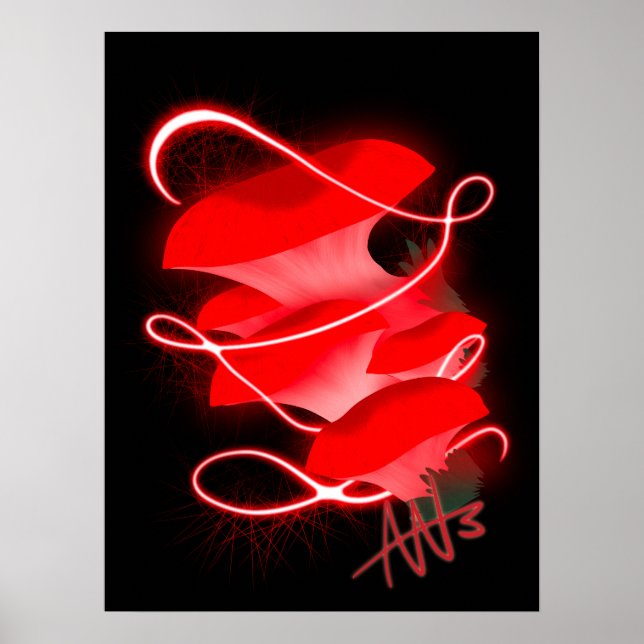 Enchanted Oyster Glowing Red Mushroom Poster (Front)