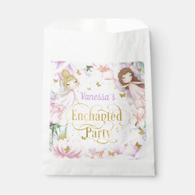 Enchanted party, Garden fairy themed birthday Favour Bags (Front)