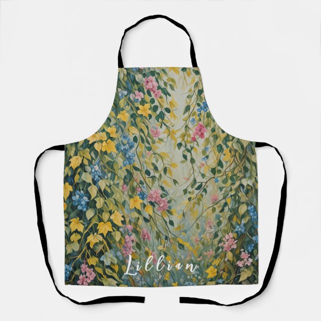 Enchanted Passage: Pastel Secret Garden Apron (Front)