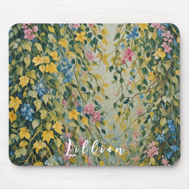 Enchanted Passage: Pastel Secret Garden Mouse Mat (Front)