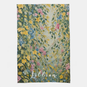 Enchanted Passage: Pastel Secret Garden Tea Towel