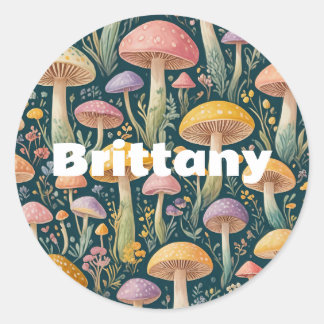 Enchanted Pastel Fairytale Mushrooms Classic Round Sticker