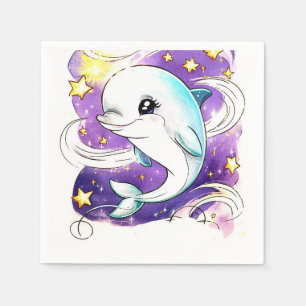 Enchanted Pastel Kids' Dolphin Birthday Napkin