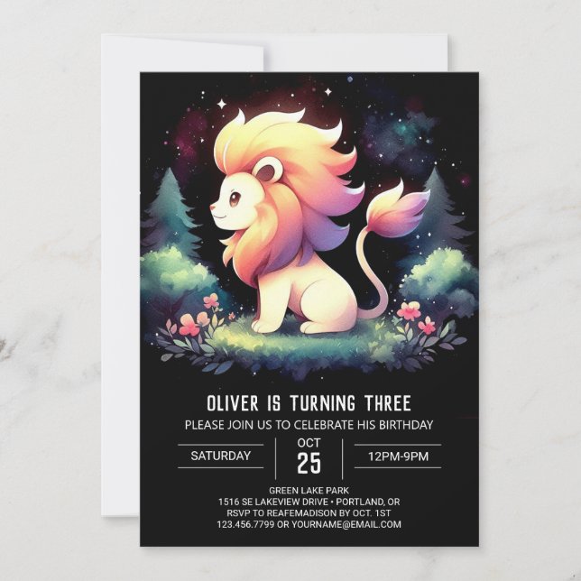 Enchanted Pastel Lion Birthday  Invitation (Front)
