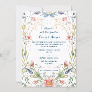 Enchanted Pastel watercolor Floral Garden Wedding Invitation
