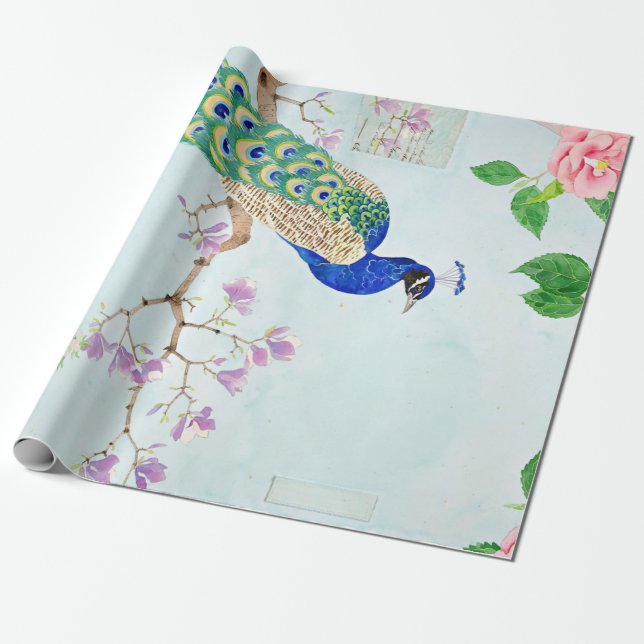 Enchanted Peacock | Gift For Peacock Lover Wrapping Paper (Unrolled)