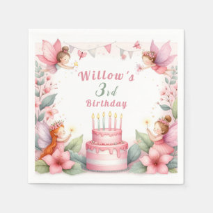 Enchanted Pink Fairy garden - Birthday Napkin