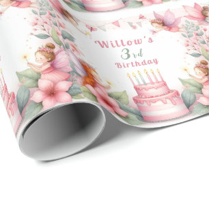 Enchanted Pink Fairy garden - Birthday  Wrapping Paper