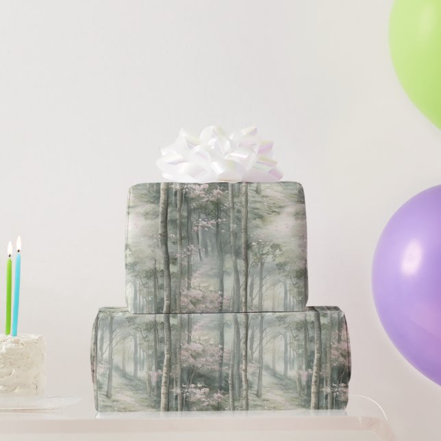 Enchanted Pink Floral Garden Birthday Wrapping Paper (Party Gifts)