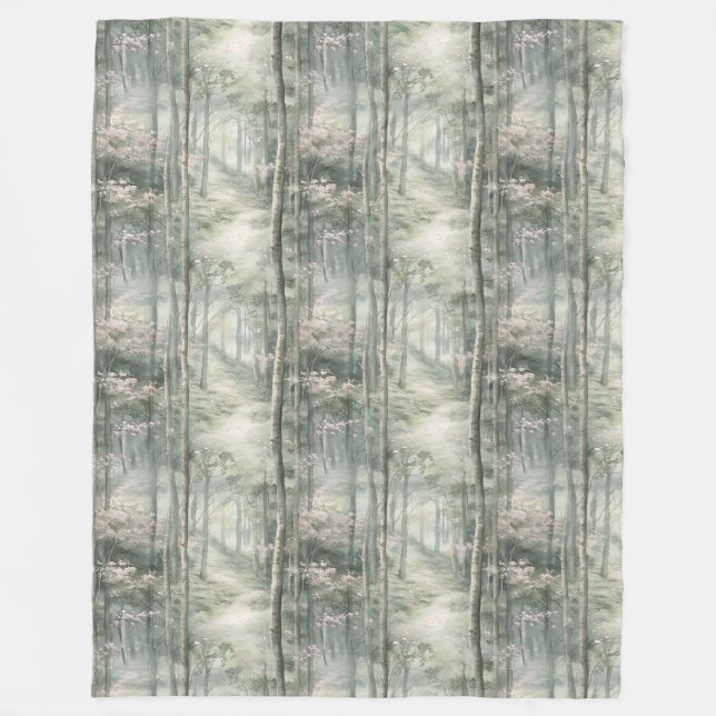 Enchanted Pink Floral Garden   Fleece Blanket (Front)